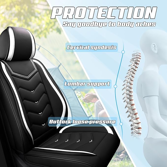 Car Seat Covers Fit for Infiniti g37 2000-2026, Stylish Sport Seat Covers, Waterproof Wear-Resistant Premium Nappa Leather Car Seat Cover.(2 Pcs Front/Black White)