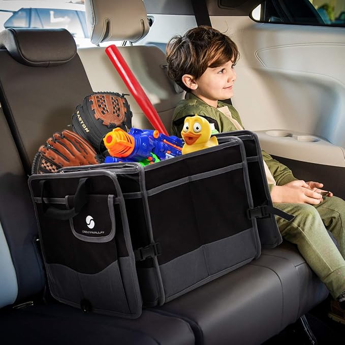 Trunk Organizer with Cooler, Collapsible Trunk Storage Container with Non Slip Bottom Strips, Large Multi-Compartment Waterproof Car Trunk Organizer Groceries for Vehicle Sedan, Suv, Truck,Van(Black)