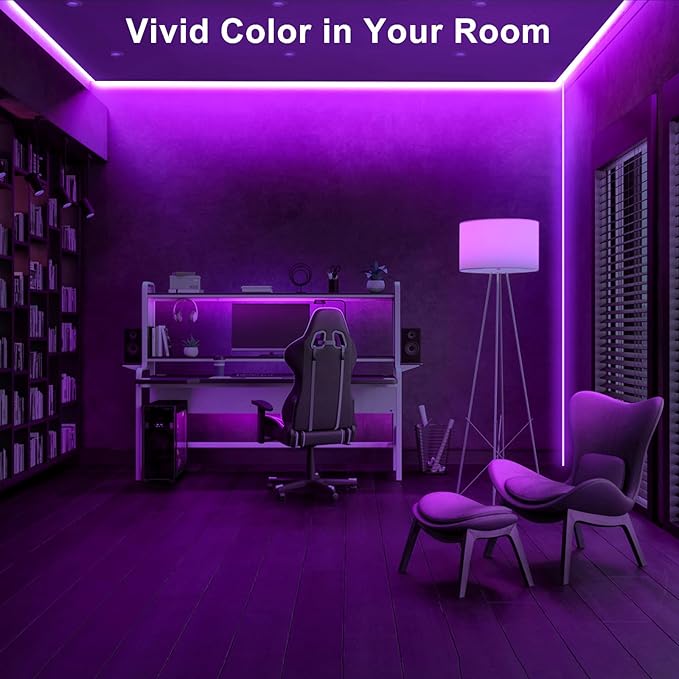 Tatazone 32.8ft Purple COB Led Strip Lights with Remote, Dimmable Bright Dotless Adhesive Indoor Led COB Light Strip for Cabinet, Painting, Room, Bed