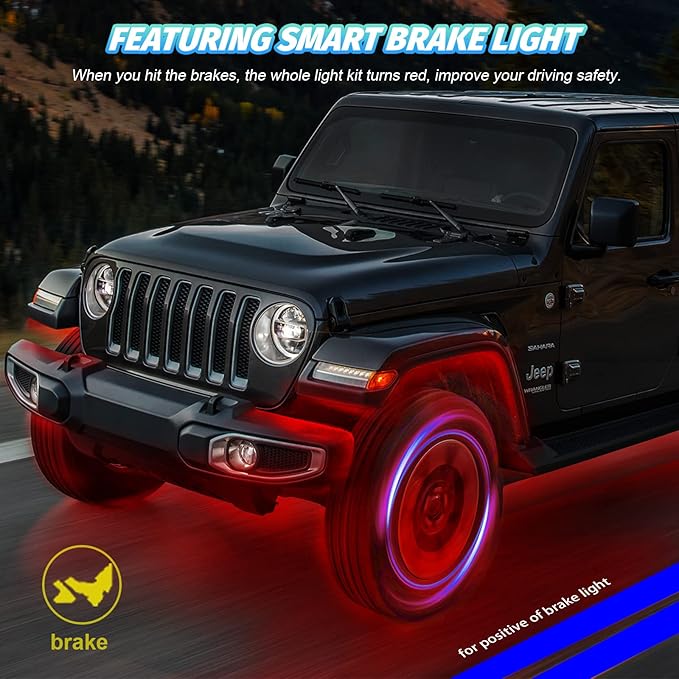 12 Pods RGB+IC LED Rock Lights for Trucks Golf Cart ATV UTV SUV Offroad, Smart Sync Music Chasing Rock Lights with APP/RF Control, Waterproof Dream Color Car Underglow Kit Vehicle Underbody Light