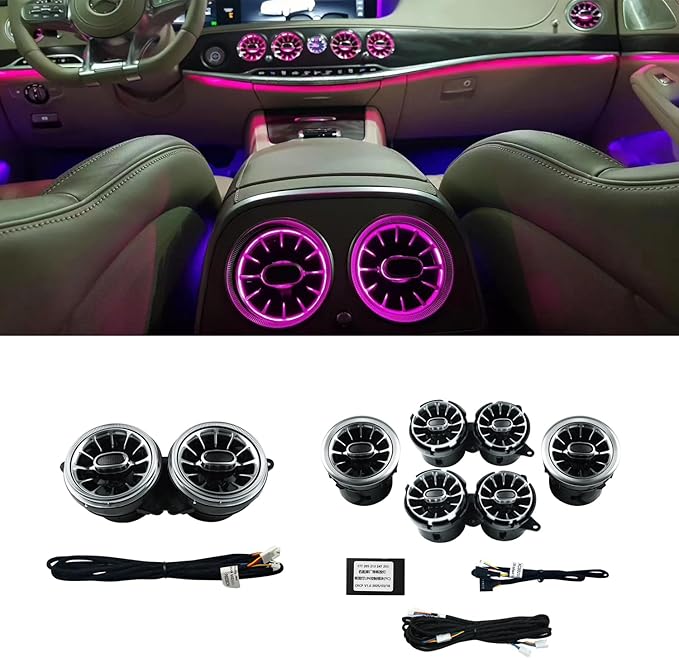8pcs W222 Accessories LED Air Vent Ambient Lights Kit 64colors Replacement for Benz S Class W222 S400 S450 S500 S550 S560 S580 S600 S63 S65 NOT for Coupe 2 Doors (64 Colors [2018-2021])