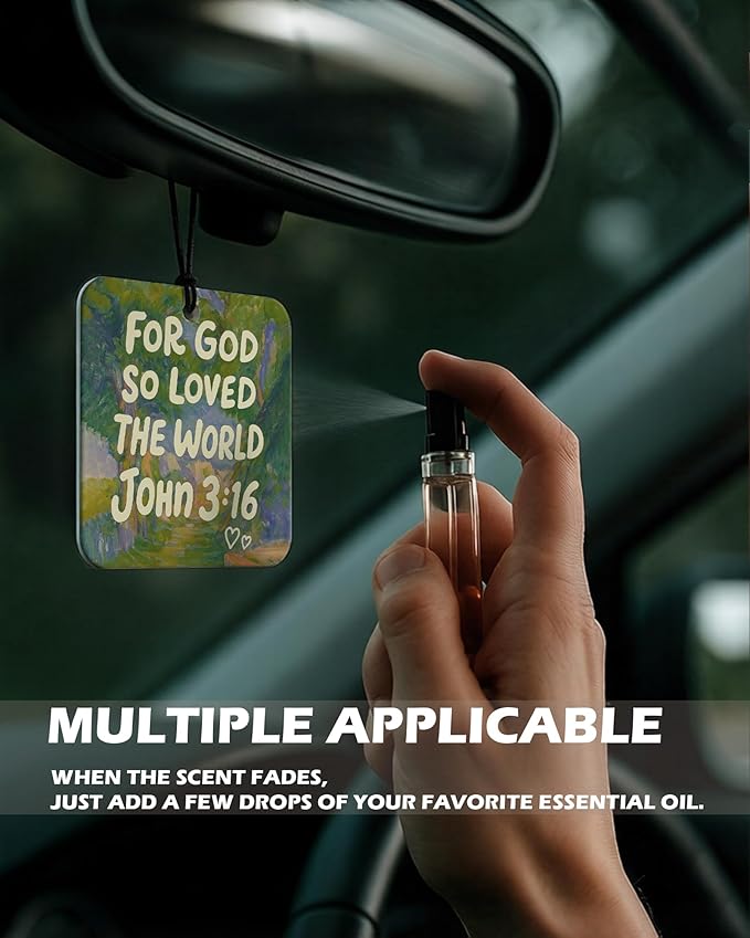 Jesus Christian Square Citrus Car Air Freshener 4 Pcs, Colorful Floral Religious Hanging Air Freshener for Cars Bathroom Dorm Books Decor, Jesus Christian Accessories Gifts for Women Men