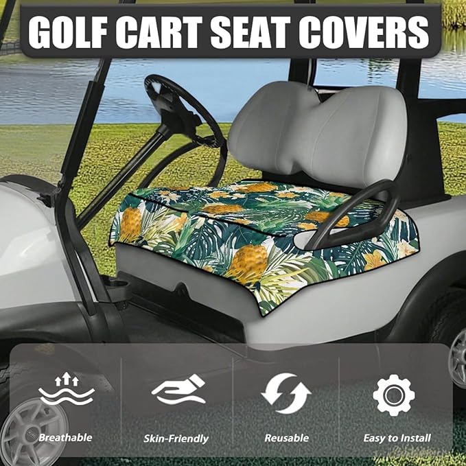 Biyejit Golf Cart Seat Covers with 4 Pockets Golf Cart Seat Towel Blanket Fits 2-Seat Golf Carts, Golf Cart Accessories