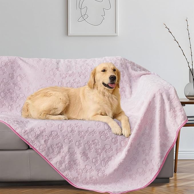 Stuffed Premium Soft Dog Blanket, Flannel Pink Stuff Cute Paw Print, 43 * 66 inches, Cat Blanket Puppy Supplies Dog Products Stuff Essentials