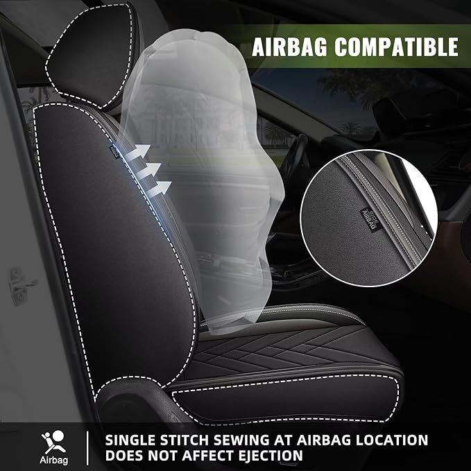 AOMSAZTO Car Seat Covers Fit for Kia Sorento 2007-2025 2026: Premium Seat Covers Waterproof Leather Automotive Seat Cushion Protector Compatible with Airbag(Only 5 Seats, Black&Grey)