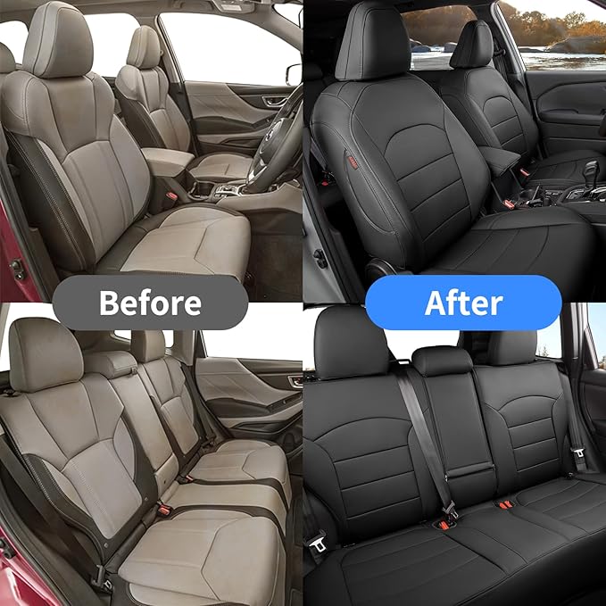 coverdream Forester Seat Covers Full Set for 2025 2026 Subaru Forester Base,Limited,Premium,Sport,Touring,Fully Covered,Luxury Waterproof Car Seat Protector SUV Seat Cushion(Black)