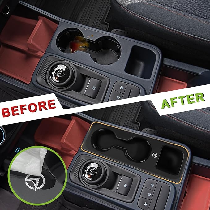 Muslogy Center Console Cup Holder Inserts Compatible with 2022-2026 Ford Maverick Accessories Middle Console Drink Holder Silicone Black Organizer Non-Slip Drink Stopper