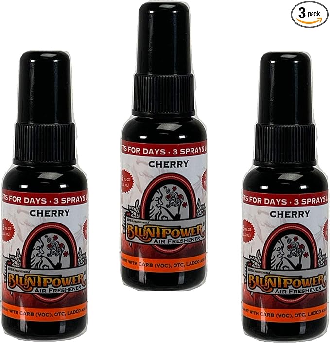 BluntPower (Cherry, 3 Pack) Concentrated Air Freshener - Premium Oil Based Air Freshener Spray For Home and Car - Long-Lasting Bathroom Spray, Car Freshener, & Odor Eliminator Spray