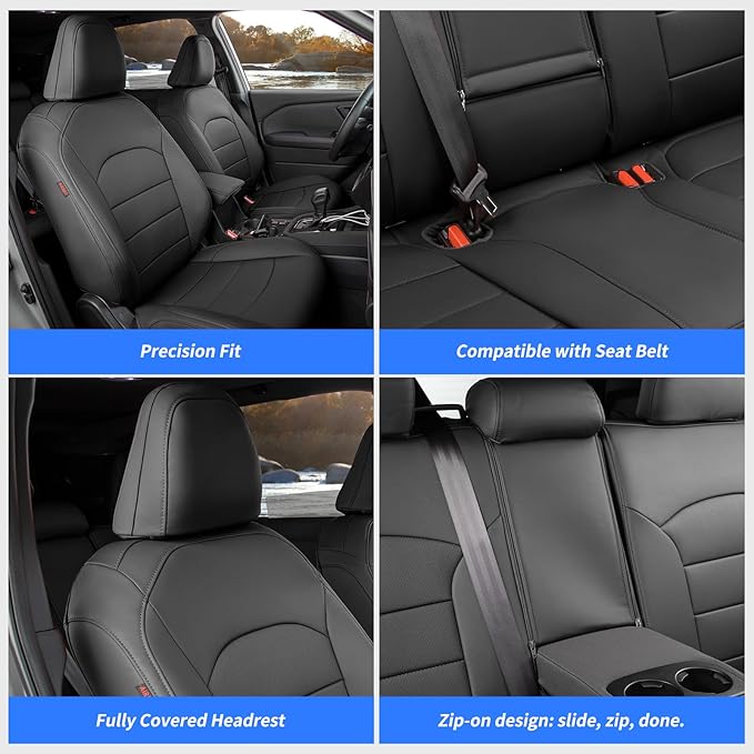 coverdream Forester Seat Covers Full Set for 2025 2026 Subaru Forester Base,Limited,Premium,Sport,Touring,Fully Covered,Luxury Waterproof Car Seat Protector SUV Seat Cushion(Black)