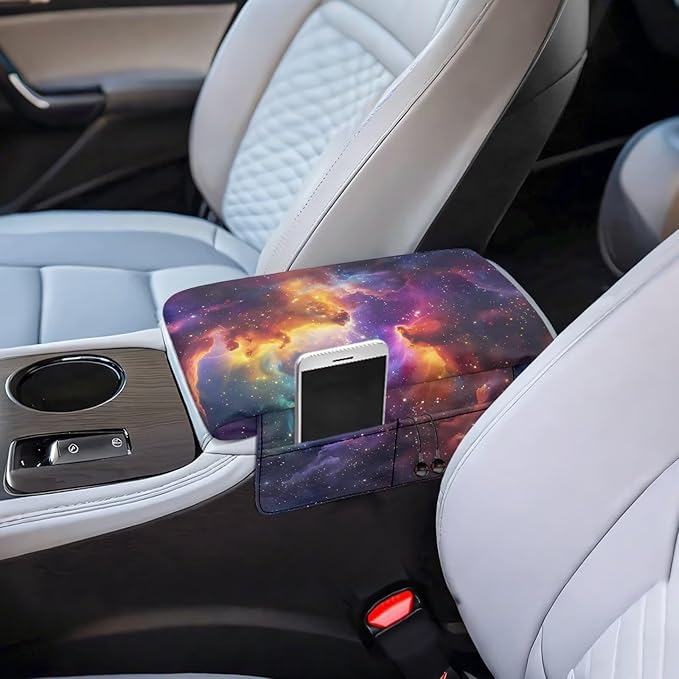 Arm Rest Cover for Car, Starry Sky Armrest Seat Box Cover Car Armrest Protector, Fashion Car Decor Accessories for Most Cars, Vehicles, SUVs
