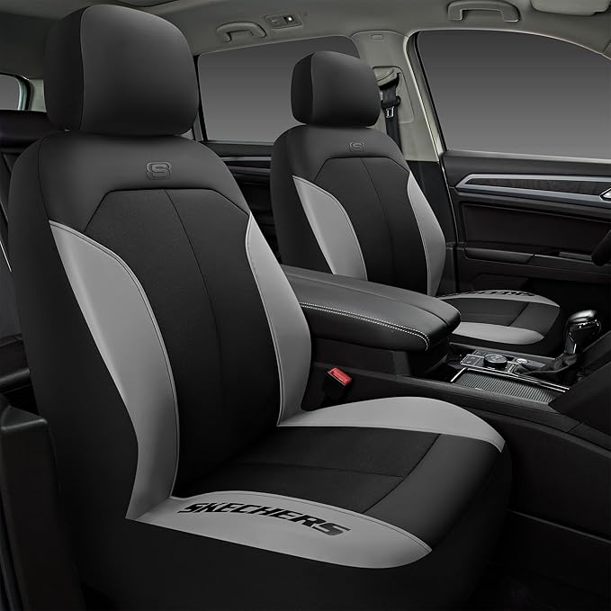Skechers Car Seat Covers,GOGA Mat Oxford Cloth Seat Covers,Waterproof Car Seat Covers Front Seats,Automotive Universal Fit Seat Cover for Most Cars, Suvs, Trucks,Grey