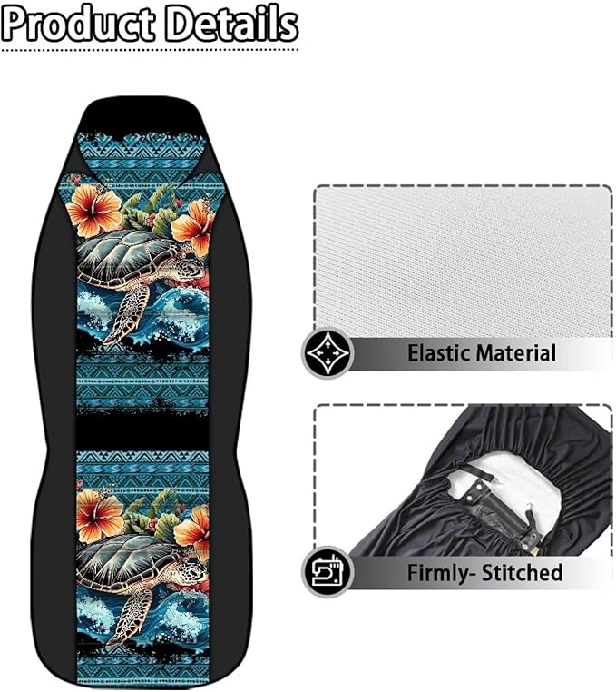 ELEQIN Hawaii Turtle Car Seat Covers Universal High Back Fashion Cushion Protector for Car Truck Suvs,Sedans,Vehicles, Front Car Seat Covers 2 Pack