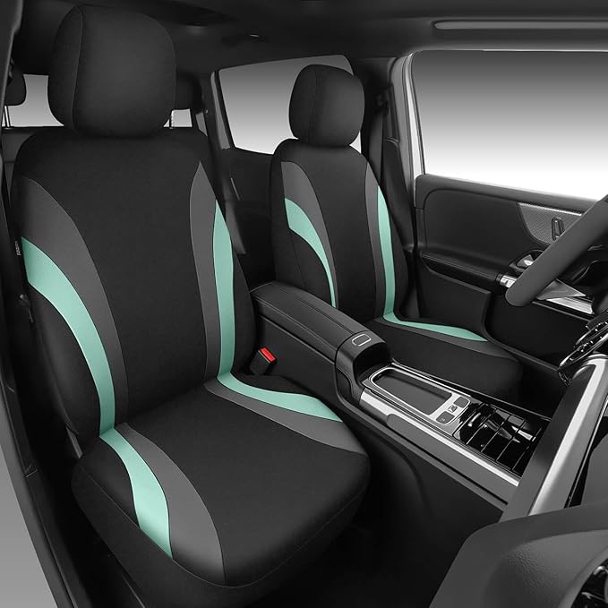 CAR PASS EVA Waterproof Car Seat Covers Full Set, Mint Seat Covers for Cars,Airbag Compatible,Universal Fit Sedans,Vans,SUVs,Trucks (Black and Mint)