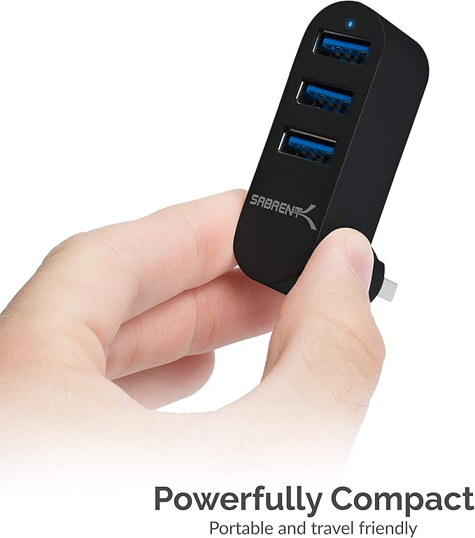SABRENT Premium 3 Port Aluminum Mini USB 3.0 Hub [90°/180° Degree Rotatable] (HB-R3MB)