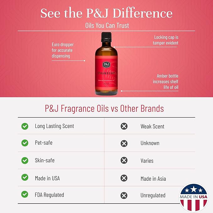P&J Trading Fragrance Oil | Strawberry Oil 100ml - Candle Scents for Candle Making, Freshie Scents, Soap Making Supplies, Diffuser Oil Scents