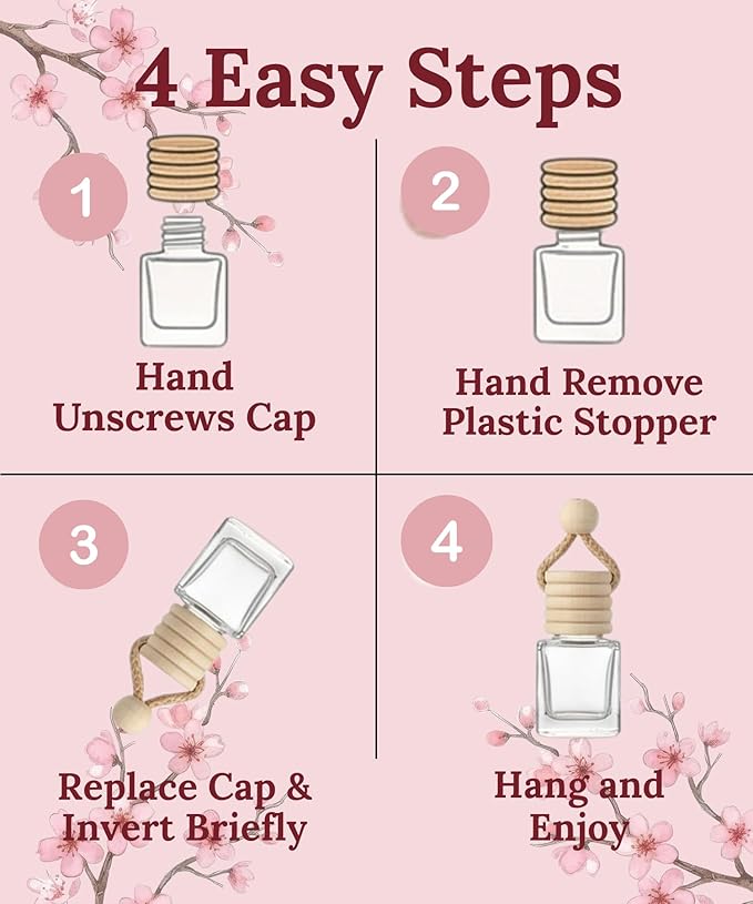 Hanging Air Freshener Car Diffusers - Long Lasting Scent, Odor Eliminator, Home Essentials, Fresh car fragrance diffuser - 3 Pack- Cherry Blossom