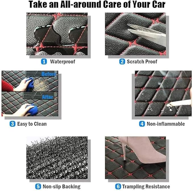 Custom Making Car Floor Mats for 98% Sedan SUV Car Protection Full Coverage Mats Anti-Slip Leather Floor Liners All Weather Car Floor Mats (Pink)