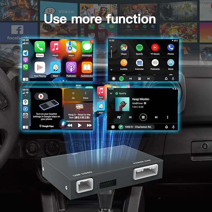 Wireless Carplay/Android Auto Adapter for Toyota with Entune2.0 & Touch2 2014-2019 New Version Retrofit Kit Decoder Fits for Tundra/Highlander/RAV4/Tacoma/Camry/Corolla/Avalon/Prius/CH-R/Sienna/Camry