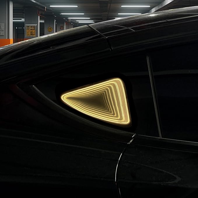 for Tesla Model Y 2019-2024 LED Rear Back Quarter Window Light Rocket Aerospace Theme Decoration Lights Kits Exterior Accessories DC 15V Warm Light