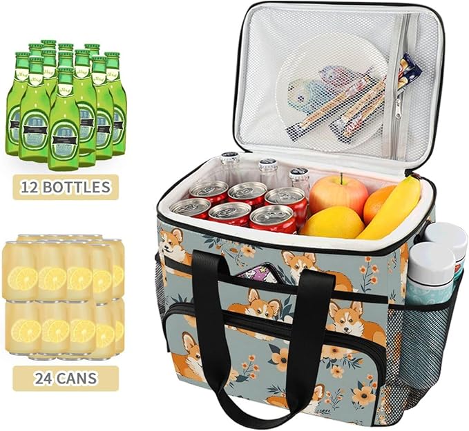 Cooler Bag Insulated Picnic Bag Large Lunch Box Reusable Tote Bag Soft Sided Portable Beach Cooler Grocery Camping