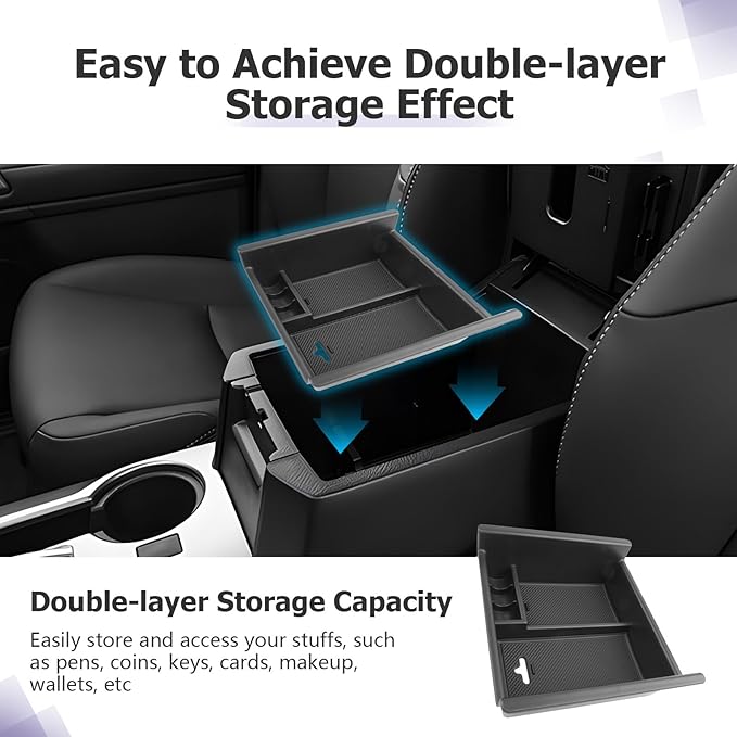 LUWU Center Console Organizer Tray Compatible with 2020-2025 2026 Kia Telluride/2010-2021 2022 2023 2024 Toyota 4Runner Accessories Armrest Console Organizer Armrest Organizer Insert Tray Black