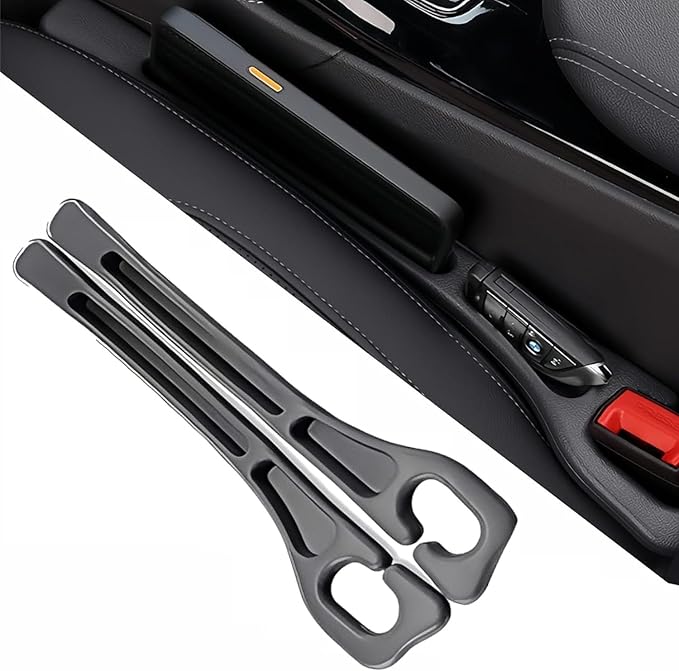 Car Seat Gap Filler, 2-Pack Universal Seat Gap Filler Organizer,Seat Side Gap Seam Filler Organizer Between Seat and Centre Console, No Drop Seat Guard for Phones,Keys & Cards, Fits Cars, SUVs, Trucks