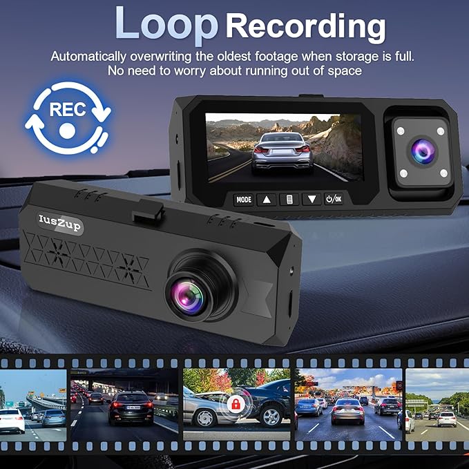 4K 3 Channel Dash Cam Front and Rear - Dash Camera for Cars - 5.8GHz WiFi GPS dashcam with IR Night Vision, 2.5K+1080P*2 Triple Car Camera 3.16" IPS, 32GB Card, G-Sensor, 24H Parking Mode
