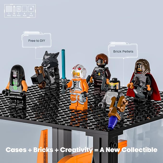Briksmax Acrylic Display Case for LEGO Helmet Collectibles, Assembled Clear Dust Protective Display Box with Printed Cardboard, Gift for LEGO Collectors (7.7x7.7x10 in)(No Model)