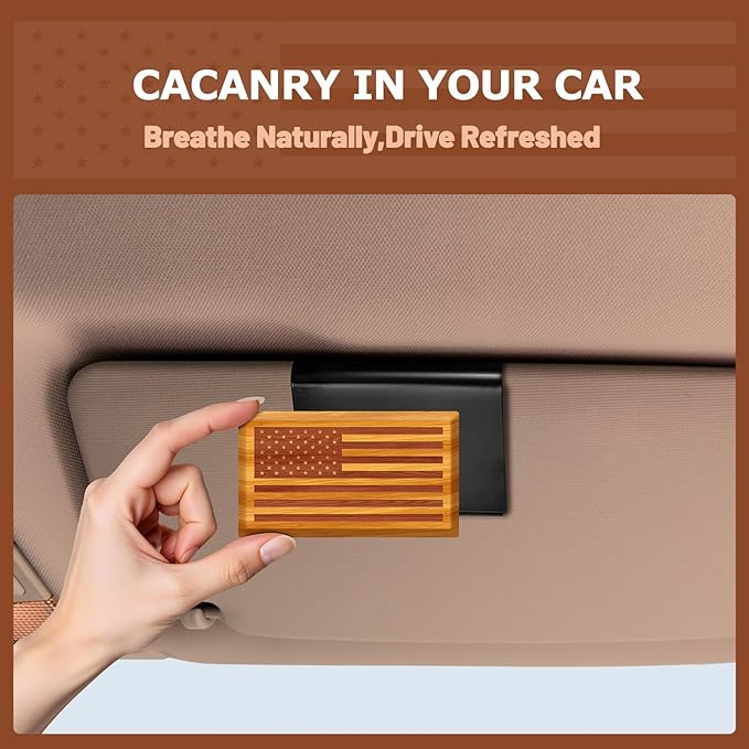 Car Air Freshener - Wood Air Freshener for Visor Clip - American US Flag Design -Variety Pack Refill - CLIP INCLUDED (Orchard-Pine-Cabana)