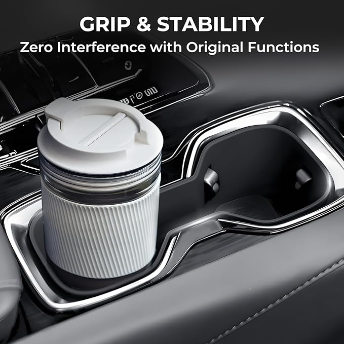 Center Console Cup Holder Inserts for Lexus ES 2025 2024 2023 & Lexus NX 2025 2024 2023 2022, TPE Interior Accessories Cup Holder Cover for 2023-2025 ES & 2022-2025 NX, Black