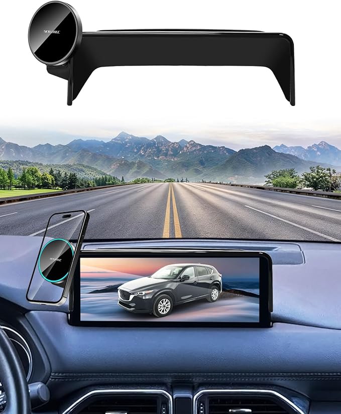 Phone Holder for Mazda CX-5 CX5 2021-2025 Accessories 10.25-Inch Screen Fixed Clip, Car Magnetic Phone Mount Compatible with MagSafe, Magnets Fast Wireless Charger CX 5 Cell Phone Holder Base