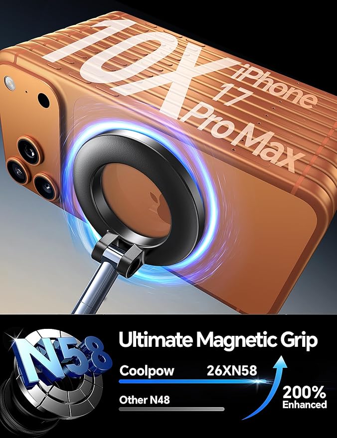 Coolpow【Newest Vacuum Magnetic Phone Holder for Car Phone Holder Mount【Movable Vacuum Suction】 Magsafe Car Mount Cell Phone Holders for Your Car Accessories for Women Men for iPhone 17 16 15 14 Kits