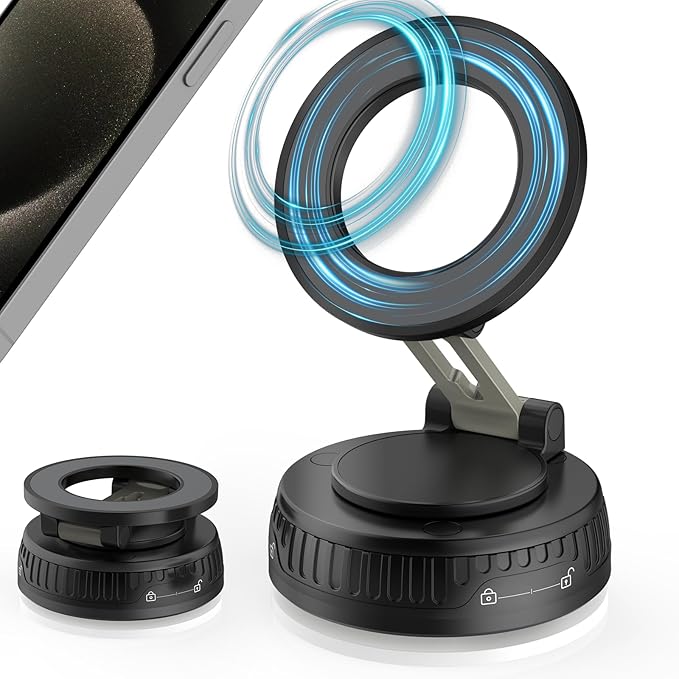 Car Phone Holder for Magsafe [Strongest Suction & Magnetic] 360° Adjustable Car Phone Mount,Cell Phone Holder for Your Car for All Smartphones & All Car Models