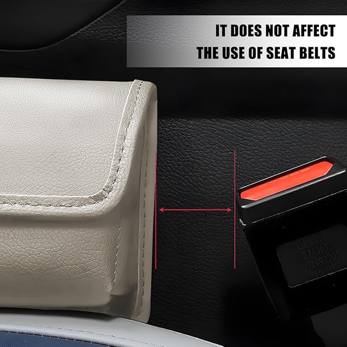 Car Seat Gap Filler Organizer, Leather Vehicle Side Seat Gap Storage Box with Lid for Phone Key Card, L-Capacity Auto Interior Organization, Universal for SUV Sedan Truck (Gray)