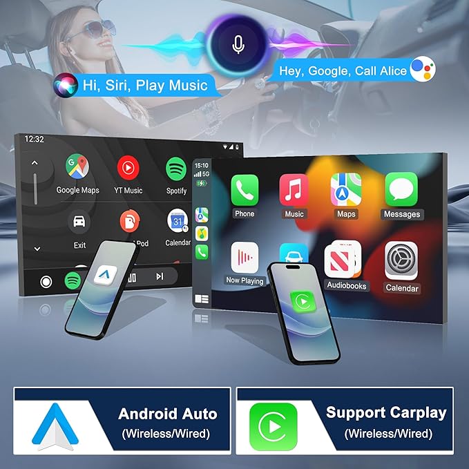 4+64G Car Stereo Radio for Ford Escape 2013-2019, 9" Touchscreen Android 15 Car Radio Stereo Head Unit with Wireless CarPlay Android Auto GPS Navi SWC WiFi Bluetooth Voice Assistant FM Camera Mic