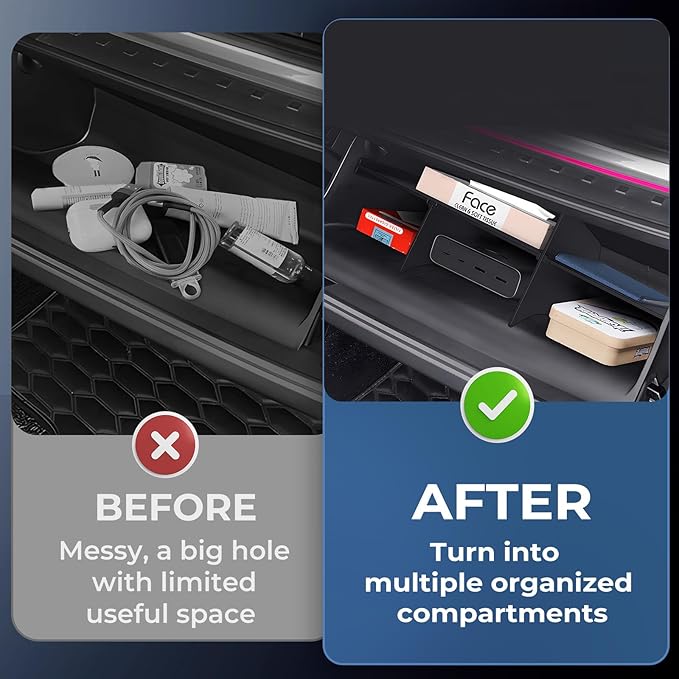 Glove Box Organizer Compatible with Hyundai Santa Fe 2026 2025 2024, Interior Accessories Glove Box Compartment Insert Storage Dividers for 2024-2026 Santa Fe, Black