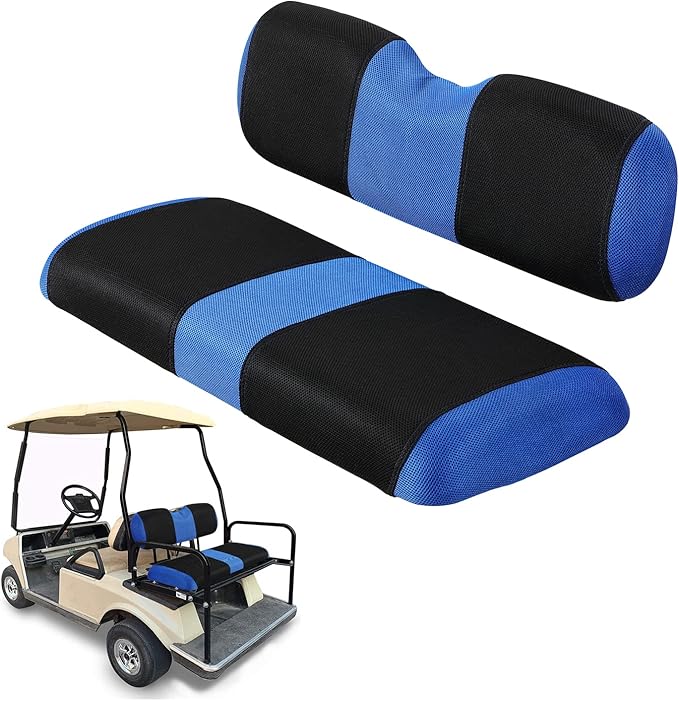 Universal Golf Cart Rear Seat Cover Dress Up for Older Golf Carts - Durable, Breathable Material, Fits Like a Glove for EZGO, Club Car and Yamaha, Easy to Install, Blue