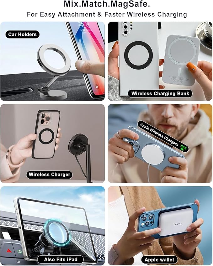 Magnetic Adapter Rings 2PCS Compatible for Magsafe,for Kindle Pop Socket Magnetic,for Magsafe Accessories & Wireless Charging for iPhone 17/Air/16/15/14/13 Mini Plus Pro Max/Pixel 8/ S24 Ultra/ S23