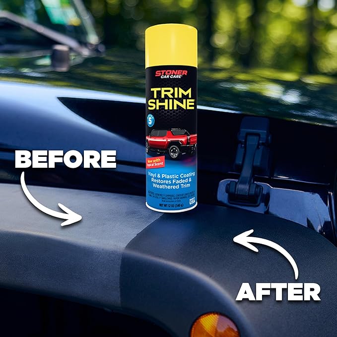 Stoner Car Care 91034-3PK Trim Shine – Black Trim and Plastic Restorer for Cars – Vinyl and Plastic Trim Protectant Coating for Interior and Exterior Use – Fast-Drying No Sling – 12 oz (Pack of 3)