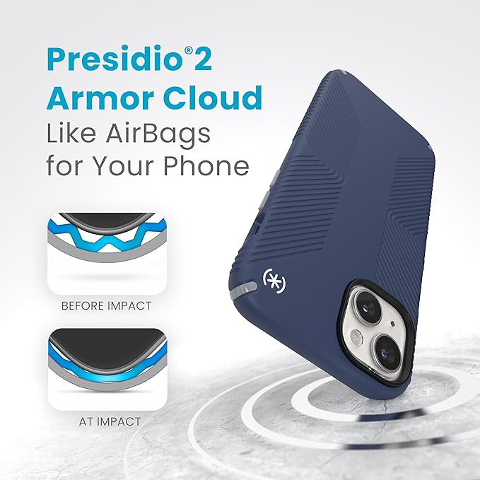Speck iPhone 15 Plus Case - Presidio2 Grip Blue/Grey - 6.7 inch