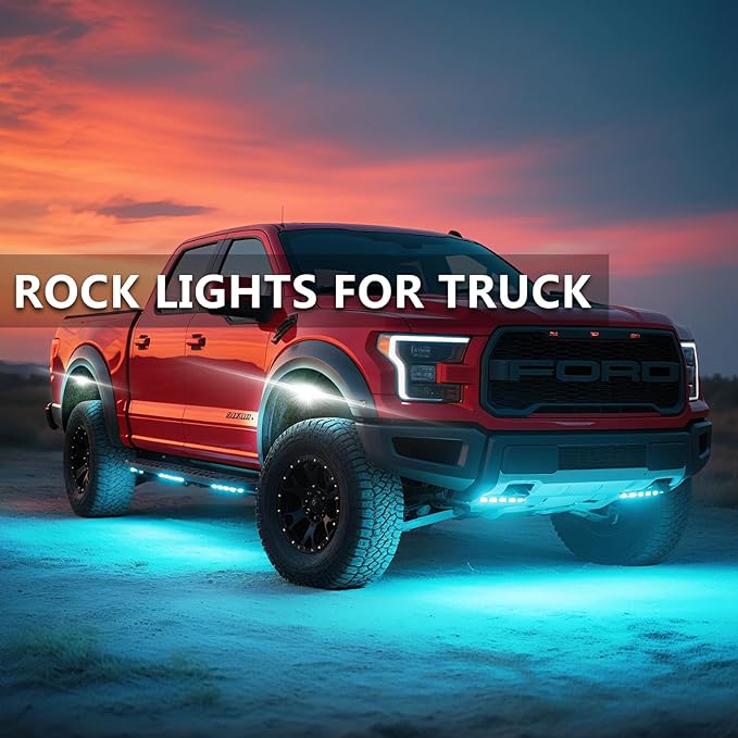 12 Pods Segmented Alloy RGB LED Rock Lights for Trucks Jeeps Golf Cart Offroad ATV UTV SXS, Waterproof Shockproof Metal Underglow Kit with APP/RF Control Sync Music Multicolor Underbody Fender Light