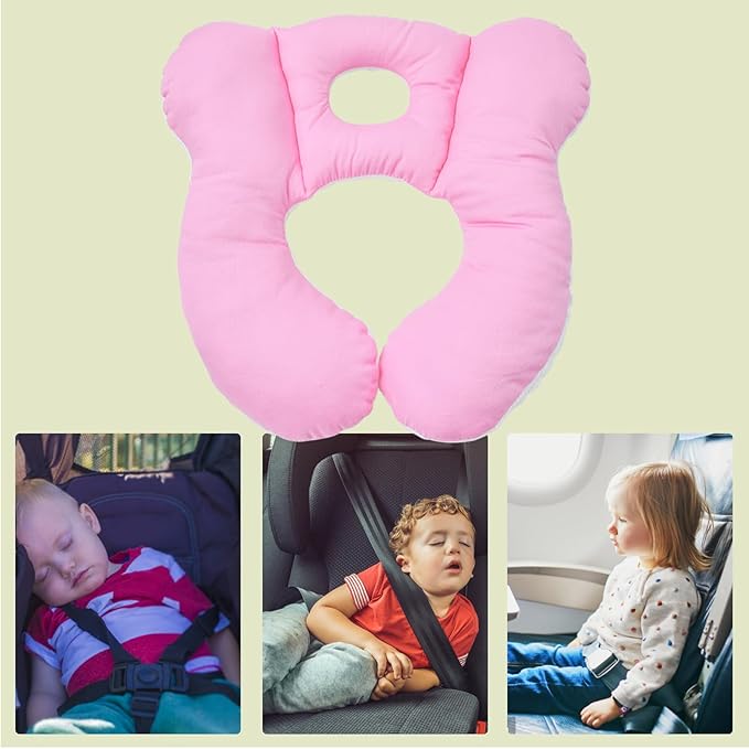 Baby Travel Pillow, Infant Kid's Cushion Soft and Skin Friendly for Car Seat, Pushchair and Stroller (Pink)