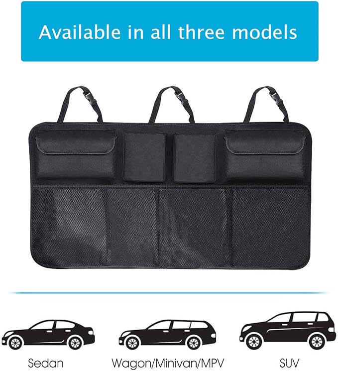 Tianle Car Trunk Organizer and Storage, Backseat Hanging Organizer for SUV, Truck, MPV, Waterproof, Collapsible Cargo Storage Bag with 4 Pockets, Car Interior Accessories (B Large)