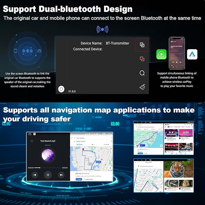 Wireless Carplay Retrofit Kit Decoder Module for Mercedes Benz NTG5.0 B C GLC CLA GLA Class W205 2015-2018 Year, Support Wireless Android Auto, Reverse Camera, Original Car OEM Control