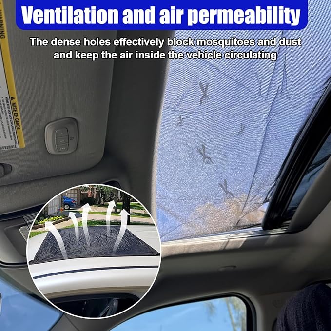 Magnetic Car Sunroof Sun Shade Breathable Mesh, UV Protection Auto Moonroof Screen Cover, Universal Quick Install Vehicle Window Mesh Bug Net Accessory for Camping, Parking (39.6 × 26.77 in)