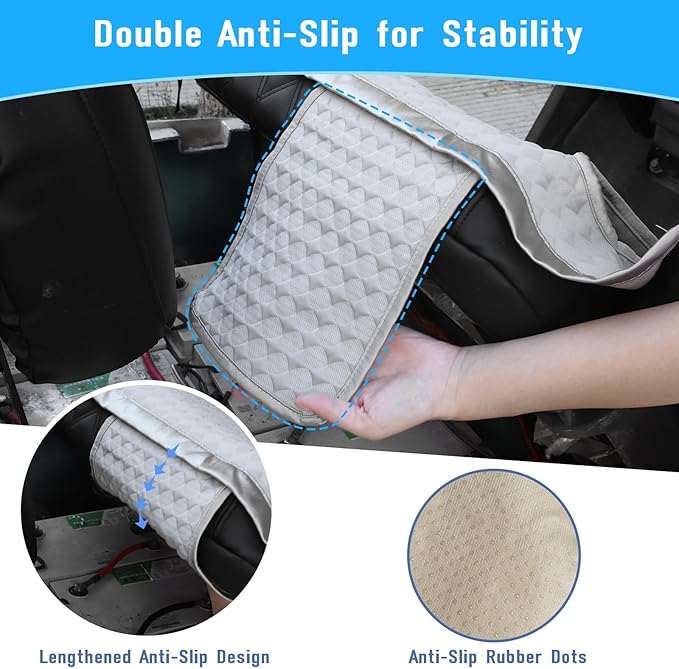 Golf Cart Seat Covers Cooling Ice Silk Golf Cart Seat Blanket for EZGO TXT RXV/Club Car DS Precedent Front Seat 4 Pockets Seat Blanket for 2-Person Seats, Keeps Seat Cool and Clean Gray