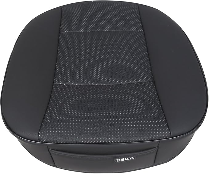 Car Seat Cushions Cover, 2pcs PU Leather Car Seat Covers Car Seat Protector for Car Driver and Passenger Seat Bottom (Width 20.8×deep 21×Thick 0.35 inch) (Black-B)