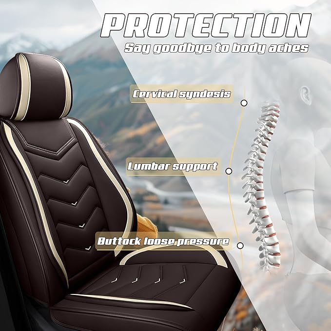Car Seat Covers Fit for Toyota rav4 2000-2026, Stylish Sport Seat Covers, Waterproof Wear-Resistant Premium Nappa Leather Car Seat Cover.(2 Pcs Front with Pillow/Coffee Color)