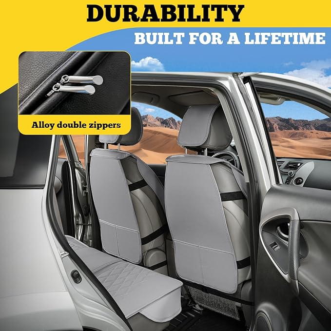 LINGVIDO Car Seat Covers Full Set (5 Seats) - Premium Perforated Nappa Leather, Waterproof Shield, Omni-Adapt Fit SUVs Sedans, Ultimate Family & Pet Protection