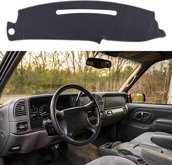 Dash Cover Custom Fit for 1997-2000 Chevy Chevrolet Silverado/GMC Sierra C1500 C2500 C3500 K1500 K2500 K3500, 1997-1999 GMC Yukon/Chevy Tahoe, Dashboard Cover Mat Pad(Gray)
